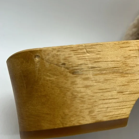 Tory Burch Authentic Rare Wooden Sheep Fur Fuzzy Sandals Clog Shoes **Size 8** - Picture 6 of 9